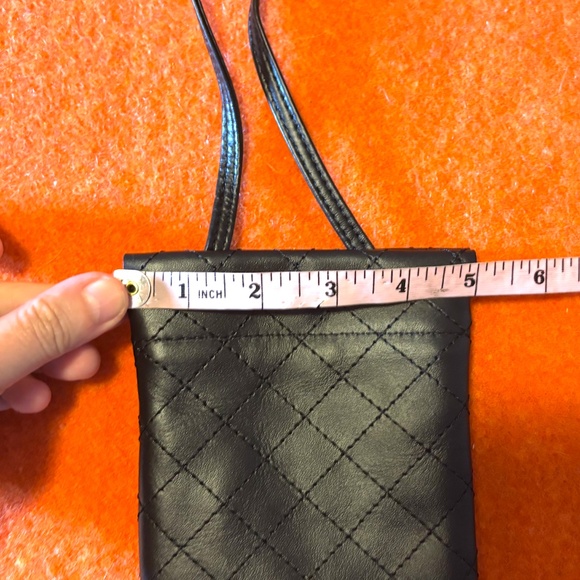 Black real leather topstitched diamond phone clutch bag made in Italy NWT - Picture 6 of 10